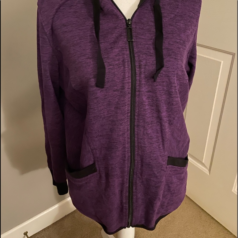 Made for life petite xl hooded zip up purple and black heathered